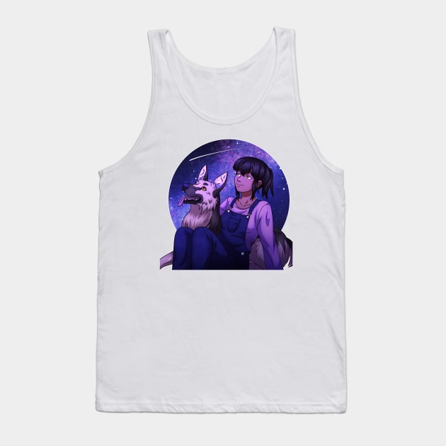 Stargazing with a Dog Tank Top by SakuraDragon